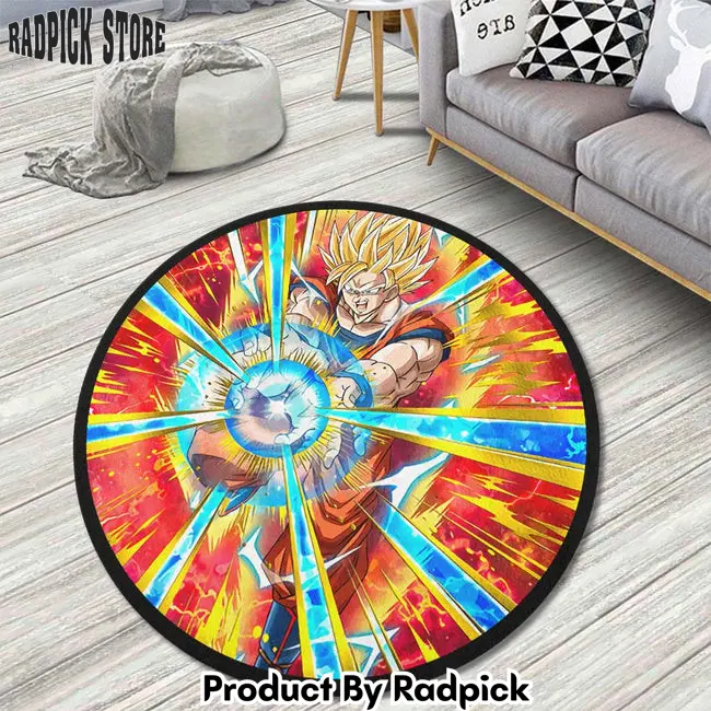 Goku ssj skill round rug custom dragon ball anime circle carpet  rp5953636